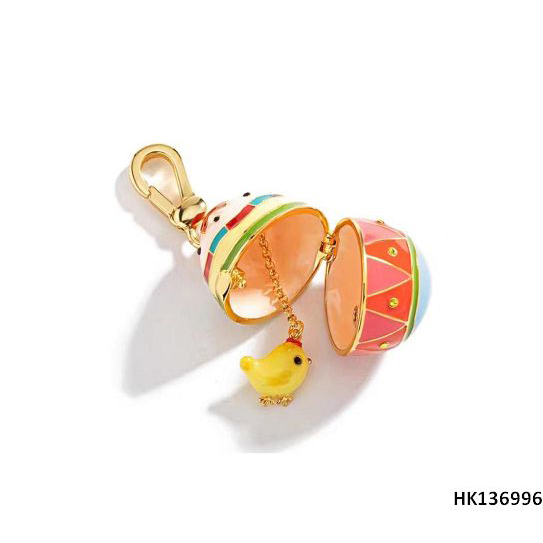 Easter Egg with Chicken Series Crystals and Alloy Metal Key Chain