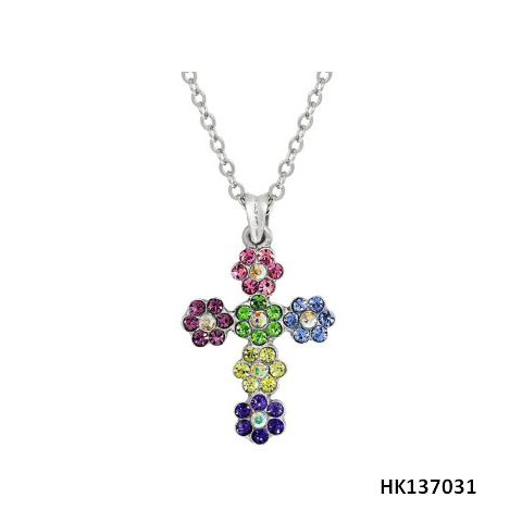 Easter Cross Series Crystals and Alloy Metal Necklace