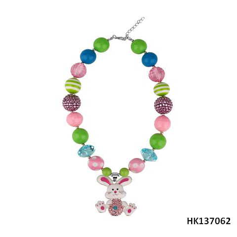 Easter Rabbit Series Alloy Metal & Plastic Beads Necklace