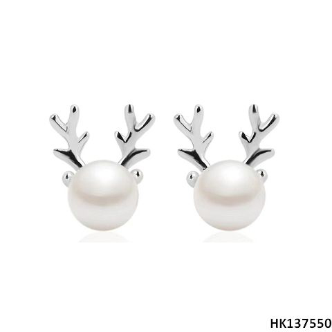 Xmas Deer Head Style Metal Alloy Stud Earring