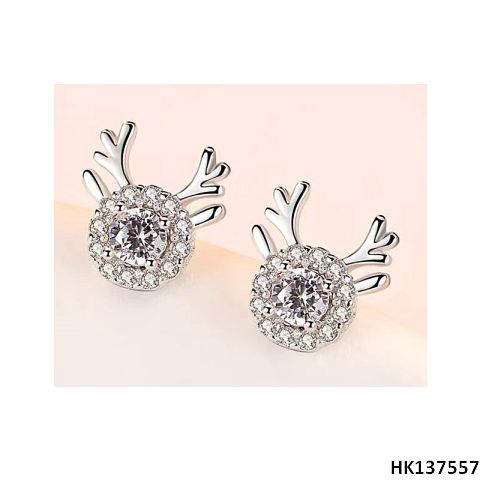 Xmas Deer Head Style Metal Alloy Stud Earring