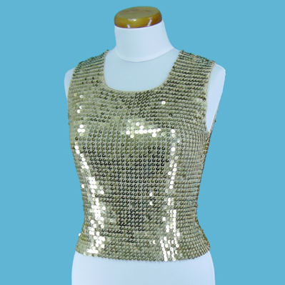 LADIES' 100% RAYON HAND CROCHET TOP W/BEADING.
