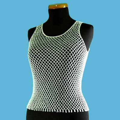 LADIES' 100% RAYON HAND CROCHET TOP W/BEADING.