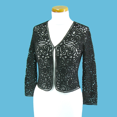 LADIES' 100% RAYON WOVEN BATTENBURG LACE BLOUSE.