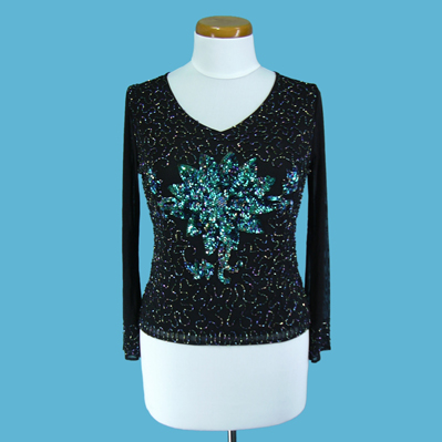 LADIES' 100% NYLON BLOUSE W/BEADING
