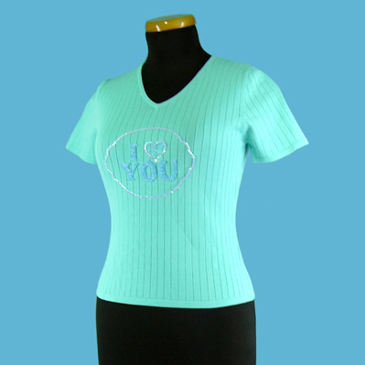 LADIES' 65% RAYON 35% NYLON KNITTED TOP W/BEADING