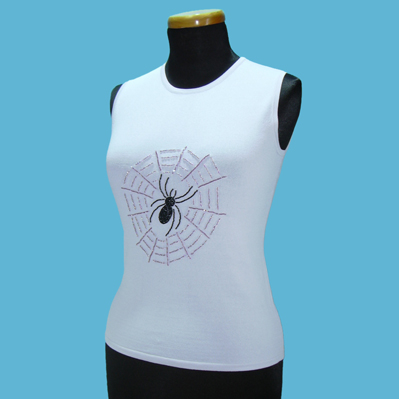 LADIES' 65% RAYON 35% KNITTED NYLON TOP W/BEADING