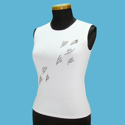 LADIES' 65% RAYON 35% NYLON KNITTED TOP W/BEADING