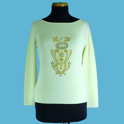 LADIES' 65% RAYON 35% NYLON KNITTED TOP W/BEADING