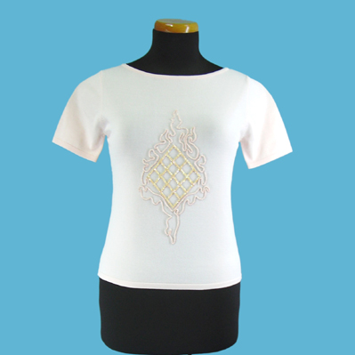 LADIES' 65% RAYON 35% NYLON KNITTED TOP W/BEADING