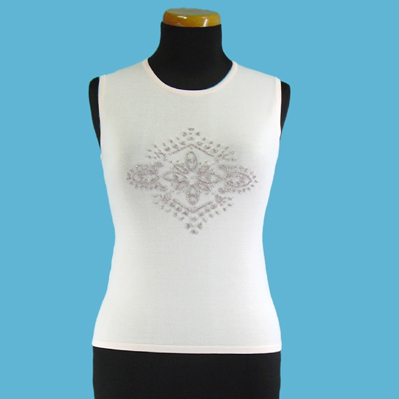 LADIES' 65% RAYON 35% NYLON KNITTED TOP W/BEADING