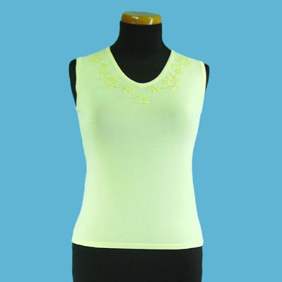 LADIES' 65% RAYON 35% NYLON KNITTED TOP W/BEADING