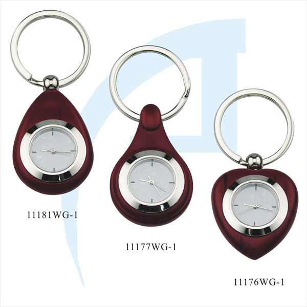 Plastic Keychain With Clock