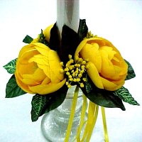 1 inches Ranunculus candle ring with ribbon bow.