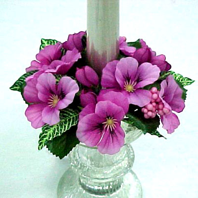 1 inches Pansy candle ring with berries.