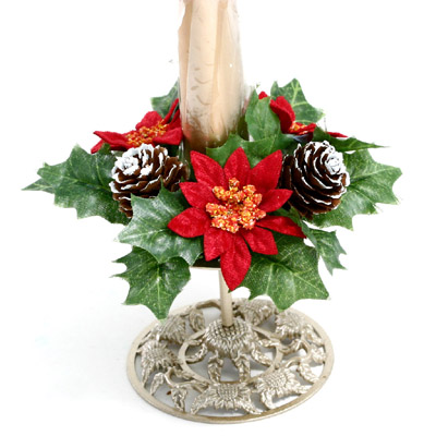 1 inches Mini poinsettias candle ring