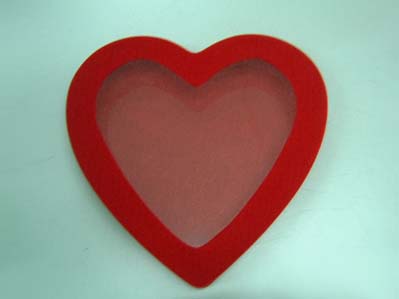 2-Pc Flocked Heart Shape Set Box with window