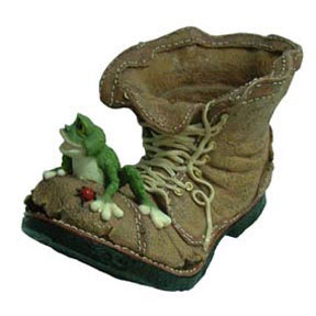 Polyresin Frog Boot Planter