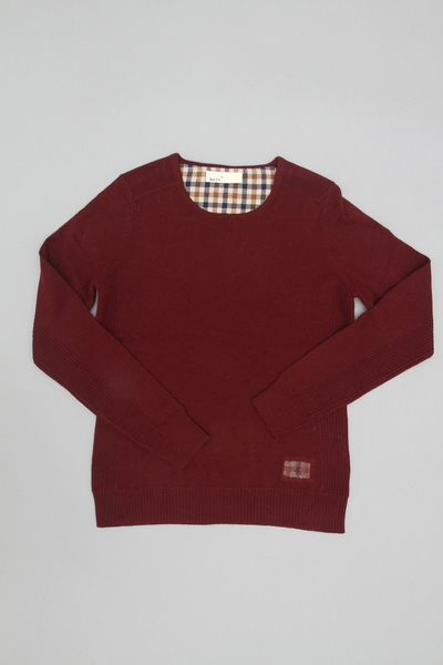 Needle Punch Check Fabric Crewneck Jumper