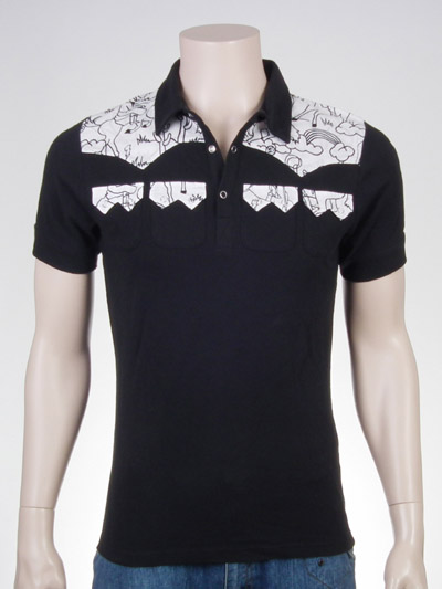 Printed woven yoke Polo