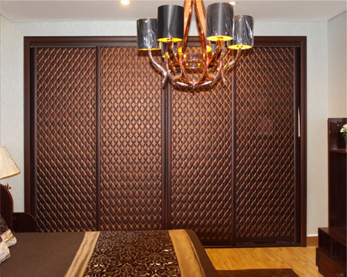Pu Leather Sliding Door Wardrobe(yg11160)