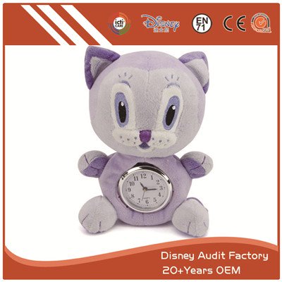 Plush Stuffed Cat Toy Clock Filling 100% PP Cotton 20CM