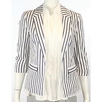Woven Y/D Stripe Mid Length Sleeve Blazer