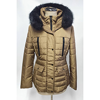 Woven Quilted Padding Jacket with Imitation Fur Hood and Chest Zip Pocket