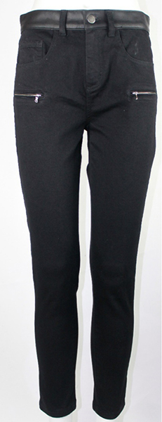 Woven Zip Front Pocket Jeans