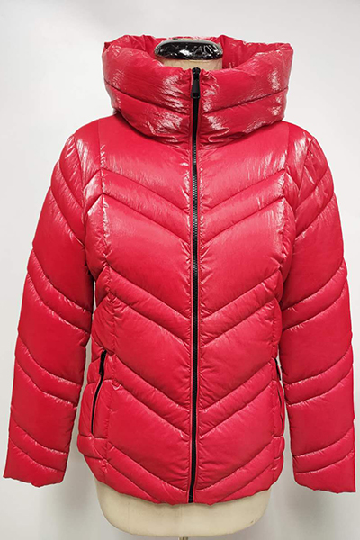 Woven Quilted Jacket, Stand Collar, Zip Pocket at Front
