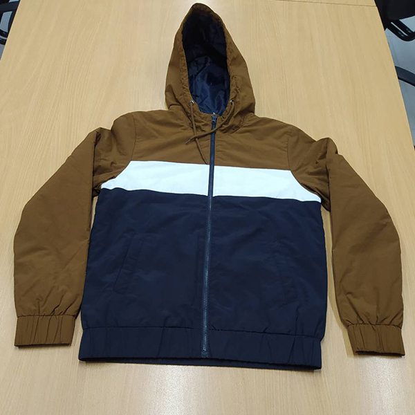 Woven Contrast Combo Stripe, Zip Pocket with Hood Wind Jacket