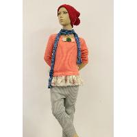 Crew Neck with Flora Sheer Pullover