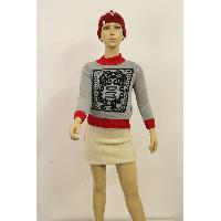 Jacquard Chest with Constrast Color Rib Pullover