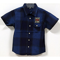 High Quality Boy's 100% Cotton Denim Plaid Short Sleeve Casual Shirt