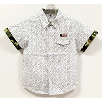 Night Club Boy's Premium Cotton Printed Flower and Contrasted Cuff Woven Shirt