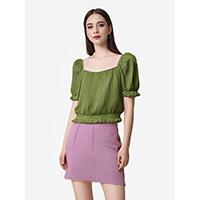 Girl's Sexy See Through Prinecss Shoulder Short Sleeve Woven Tops