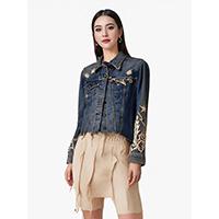 Cow Girl Heavy Embroidery Denim Shirt Blouse