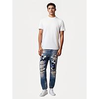 Men's Distressed Multi-Layer Low Rise Skinny Tight Fit Jeans