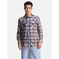Mens Cotton Twill Checker Mind Blush Emzyme Wash Woven Shirt