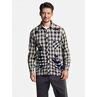 Mens Double Face Relayed Checker Cotton Fabric Woven Shirt