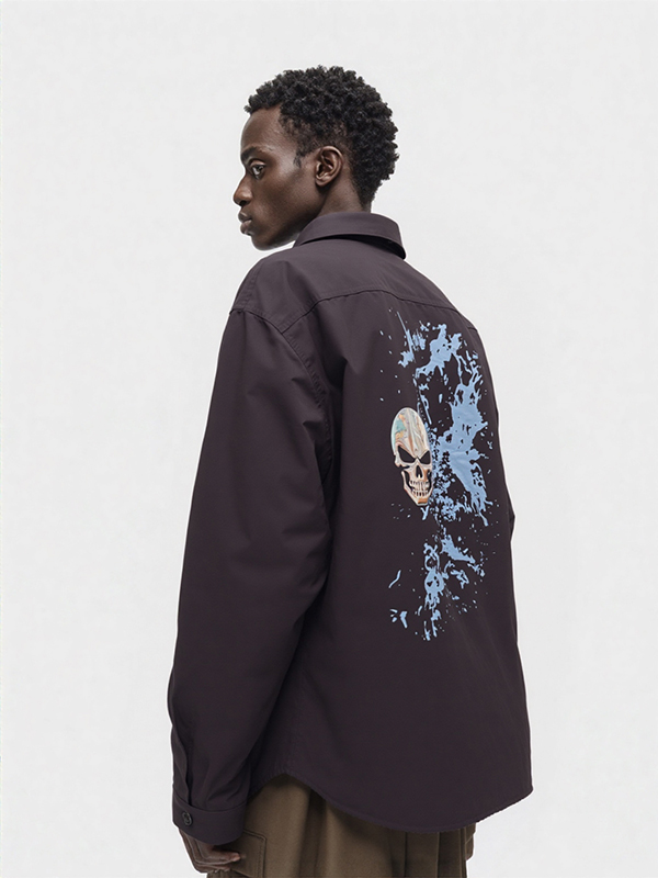 Men Woven Shirt With 3D Print Pattern At Back (Pd Team Inhouse Development)