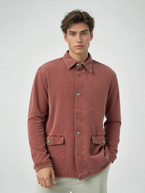 Men's Canvas Heavy Stone Wash Perfect Fit Pima Cotton Washed Causal Jacket