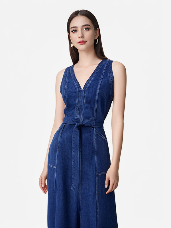 Women's Japan Denim Wash Fashionable Dress With Plus Size