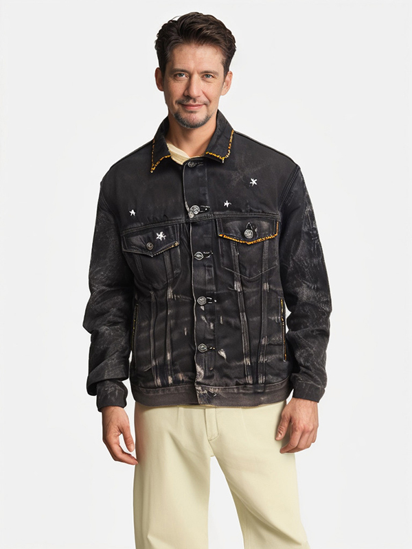 Men's Eco Friendly 100% Cotton Pp Wax Painted Denim Shirt