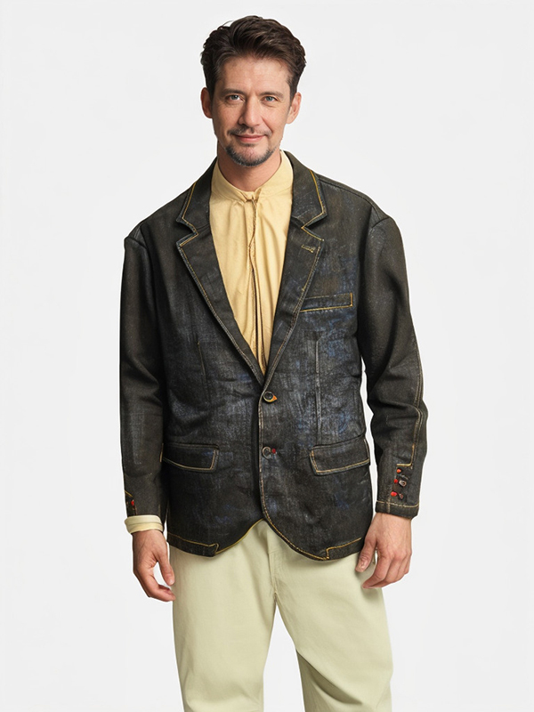 Men's Novel Cutting Classic Wash Denim Causal Blazer