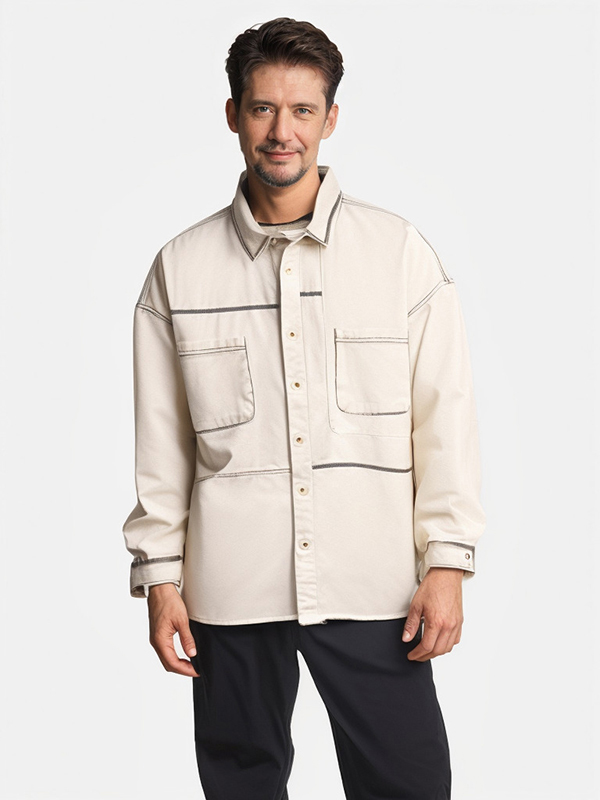 Men's Special Print And Embroidery Painting Art Cotton Shirt