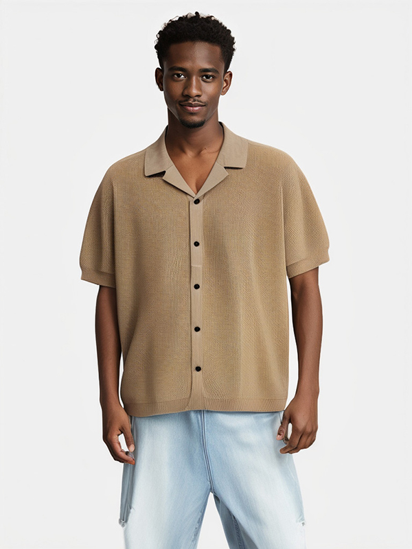 Men's Linen See Through Beach Pointelle Knitted Cardigan