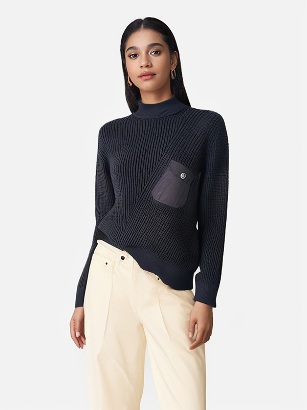 Ladies Silky Touch Causal Fit Ribbed Fashion Cutting Knitwear