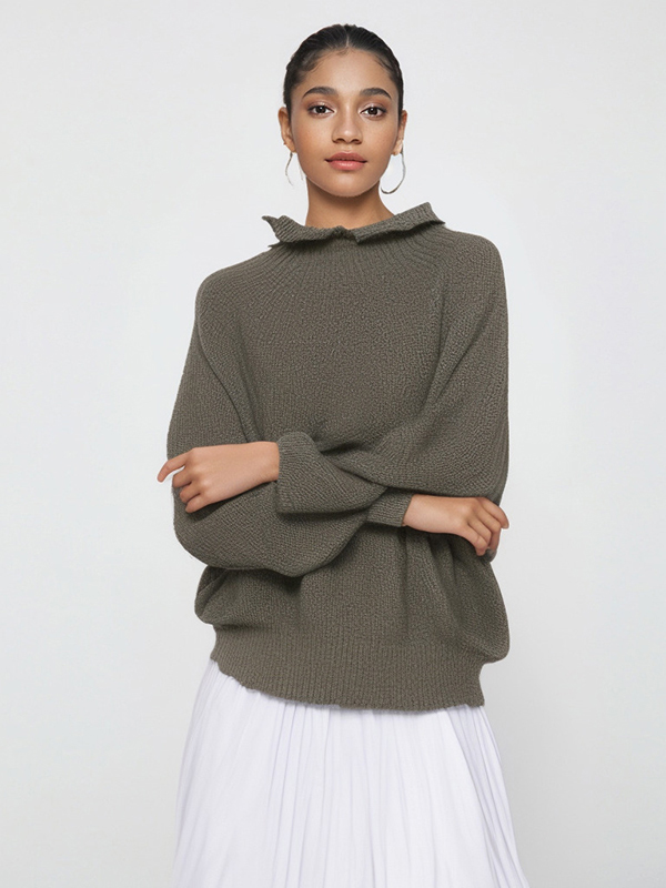 Ladies Skinny Fit Recycle Material Seamless Pullover Knitwear