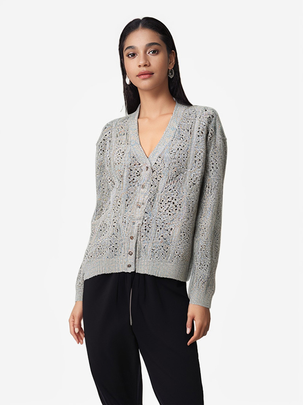 Ladies Heavy Recycle Cotton Knitted Cardigan